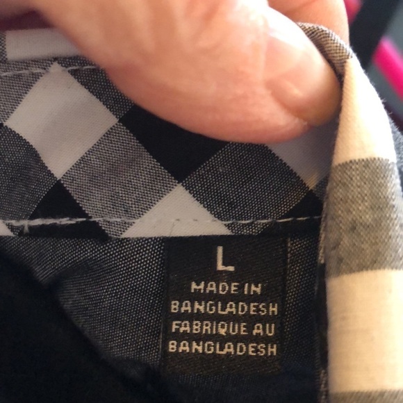 Men’s Kenneth Cole Black and White Gingham Check Button Down Dress Shirt Size L - Picture 9 of 9